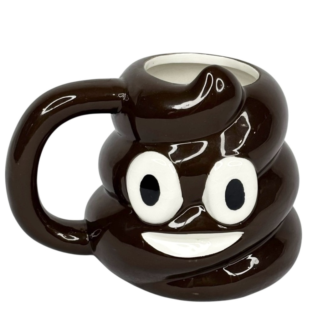 NWT Fine Life Glossy Brown 3D Poop Emoji 20 oz Handled Novelty Mug